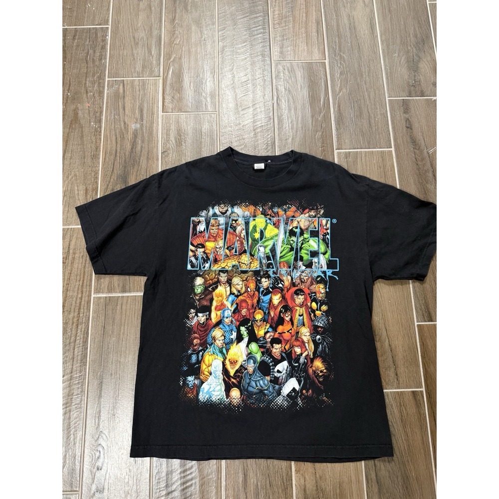 Marvel Civil War Mens Adult XL Black Superhero Collage Movie Mad Engine
